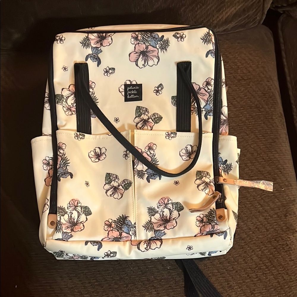 Petunia Pickle Bottom Disney Baby Stitch Floral Boxy Diaper Bag Backpack NWOT